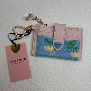 Juicy Couture Blue Gleam Retro Multi Juicy Cherry Tab Elongated Card Case 🩵